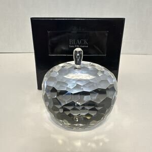 Saks Fifth Avenue Faceted Crystal Apple Paperweight Signed Vintage Teacher Gift